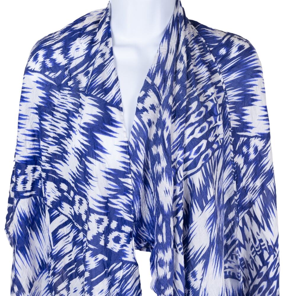 Michael Stars Vintage Batik Blue White Abstract Shawl Scarf